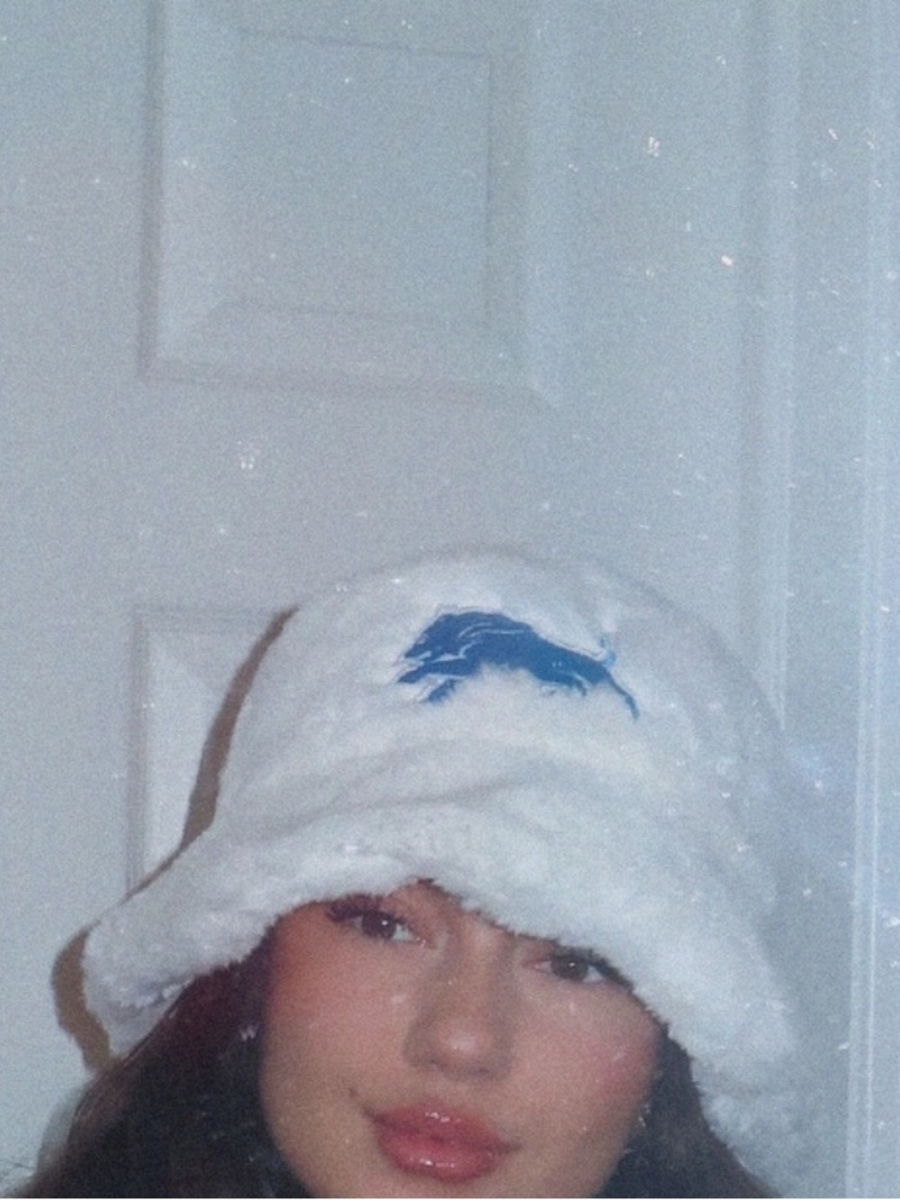 White Fuzzy Bucket Hat Detroit Lions